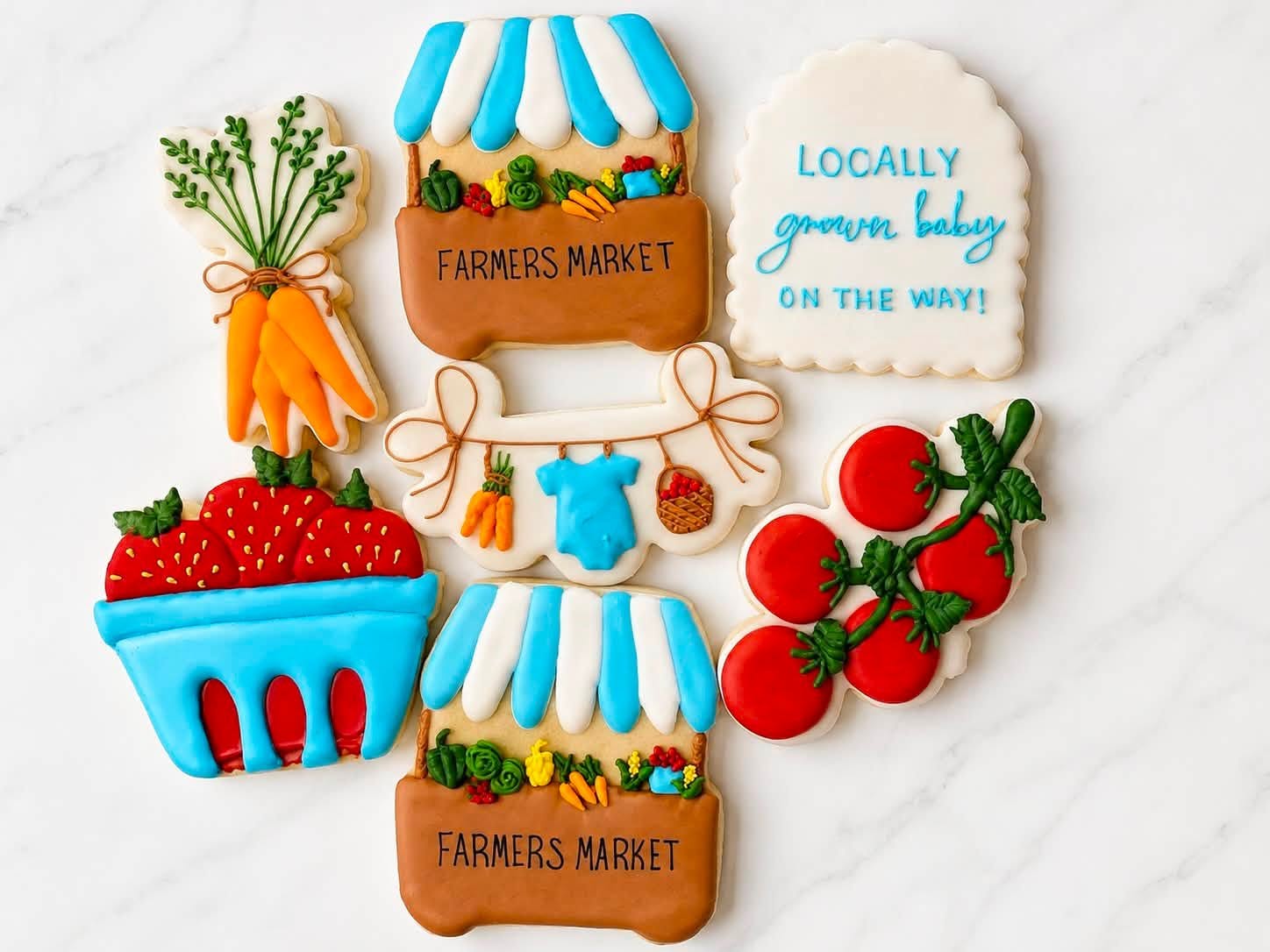 Farmers Market baby shower cookie set